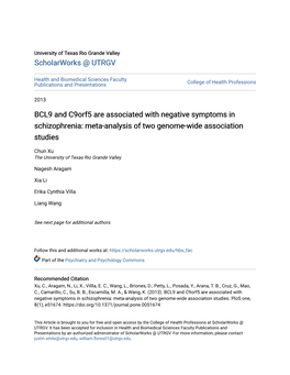 BCL9 and C9orf5 Are Associated with Negative Symptoms in Schizophrenia: Meta-Analysis of Two Genome-Wide Association Studies