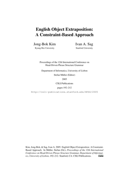 English Object Extraposition: a Constraint-Based Approach