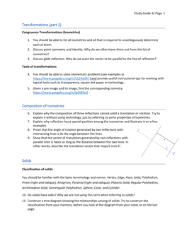 Transformations (Part 2) Composition of Isometries Solids