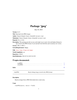 Jpeg: Read and Write JPEG Images