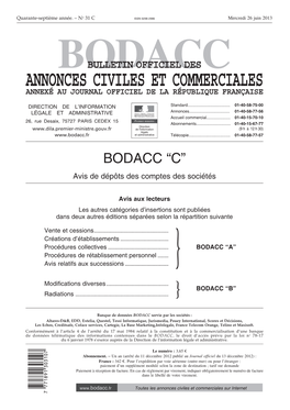 Bodacc Bulletin Officiel Des Annonces Civiles Et