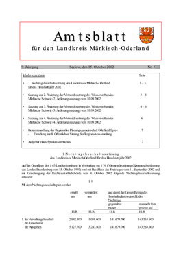 Amtsblatt Für Den Landkreis Märkisch-Oderland Nr