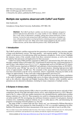 Multiple Star Systems Observed with Corot and Kepler