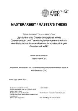 Masterarbeit / Master's Thesis