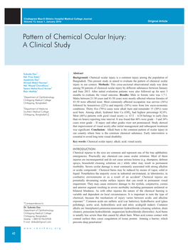 Pattern of Chemical Ocular Injury: a Clinical Study