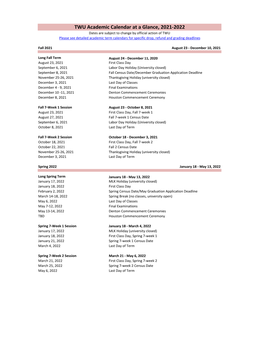 2021-2022 Academic Calendar at a Glance