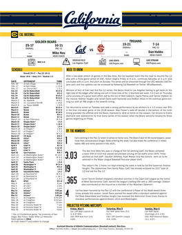 Cal Baseball Schedule Need to Know Vs Golden Bears 25