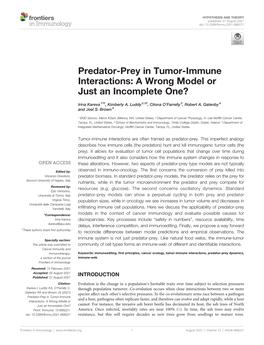 Predator-Prey in Tumor-Immune Interactions: a Wrong Model Or Just an Incomplete One?