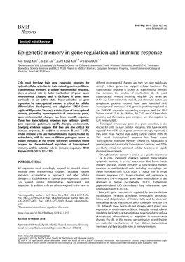 Epigenetic Memory in Gene Regulation and Immune Response