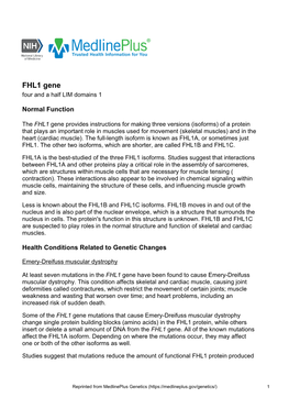 FHL1 Gene Four and a Half LIM Domains 1