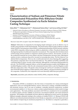 Characterization of Sodium and Potassium Nitrate Contaminated Polyaniline-Poly (Ethylene Oxide) Composites Synthesized Via Facile Solution Casting Technique