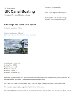 Edinburgh and Return from Falkirk | UK Canal Boating