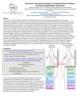 New Cancer Therapeutic Strategies Are Proposed Based on Evidence from Stroma Liquid Biopsy™ Biomarkers Ingrid M