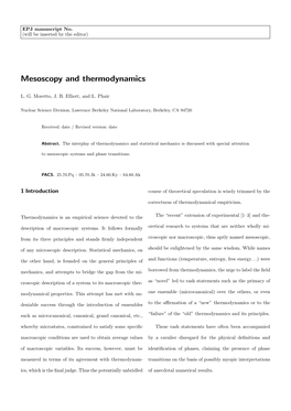 Mesoscopy and Thermodynamics