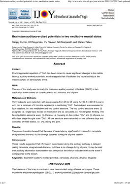 Brainstem Auditory-Evoked Potentials in Two Meditative Mental States