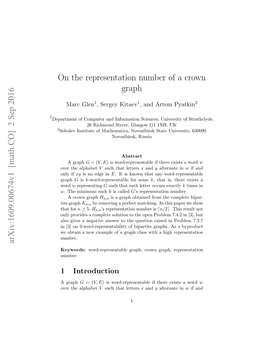 On the Representation Number of a Crown Graph Arxiv:1609.00674V1