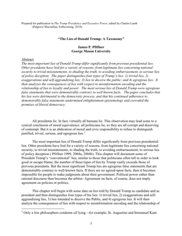 1 “The Lies of Donald Trump: a Taxonomy”