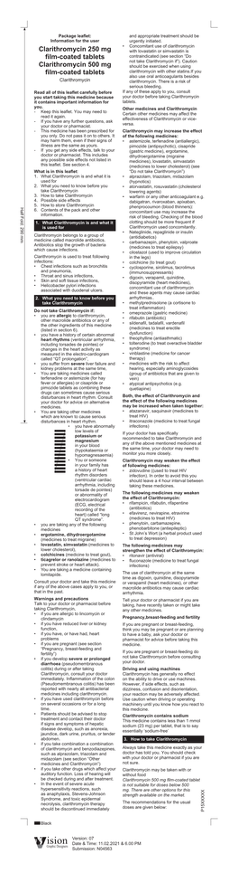 Clarithromycin 250 Mg Film-Coated Tablets Clarithromycin 500 Mg Film