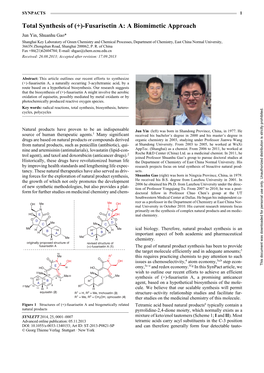 Total Synthesis of Bioactive Natural Prod- Tancy