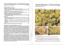 Australasian Lichenology Number 43, July 1998 Australasian Lichenology Number 43, July 1998 ANNOUNCEMENTS and NEWS Galloway, DJ-Nathan Sammy