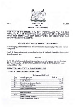 2017 STAATSBLAD VAN DE REPUBLIEK SURINAME No. 108