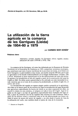 La Utilización De La Tierra Agrícola En La Comarca De Les Garrigues (Lleida) De 1954-60 a 1979