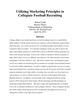 Utilizing Marketing Principles in Collegiate Football Recruiting
