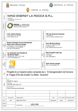 Wind Energy La Rocca Srl Pagina 1 Di 7 Via Caravaggio, 125 – 65125 Pescara