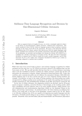 Arxiv:1909.05828V3 [Cs.CC] 13 Mar 2020 Novel) Acceptance Condition, Covered in Section 2