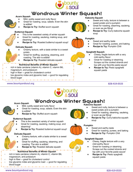 Wondrous Winter Squash! Wondrous Winter Squash!