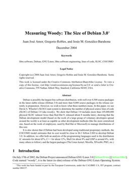 Measuring Woody: the Size of Debian 3.0∗
