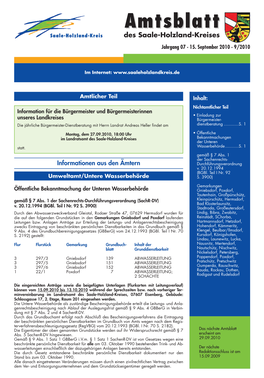 Amtsblattamtsblatt Saale-Holzland-Kreis Des Saale-Holzland-Kreises