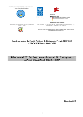 Bilan Annuel 2017 Et Programme De Travail 2018 Des Projets Asnacc-GIZ, Asnacc-PNUD Et PICP