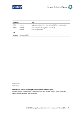 EMEP/EEA Air Pollutant Emission Inventory Guidebook 2019 1