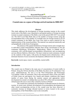 Coastal Zone As a Space of Foreign Arrival Tourism in 2000-2017