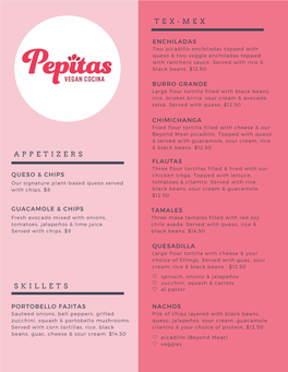 Pepitas Menu