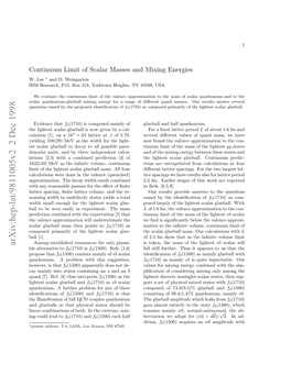 Continuum Limit of Scalar Masses and Mixing Energies