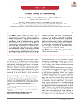 Genetic Mimics of Cerebral Palsy