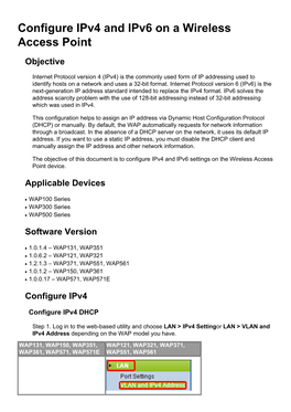 Configure Ipv4 and Ipv6 on a Wireless Access Point