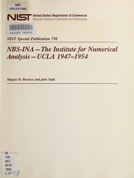 NBS-INA-The Institute for Numerical Analysis