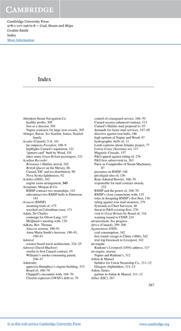 Cambridge University Press 978-1-107-19672-8 — Coal, Steam and Ships Crosbie Smith Index More Information