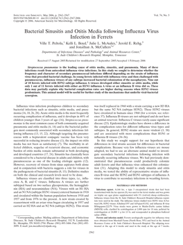 Bacterial Sinusitis and Otitis Media Following Inffuenza Virus Infection In