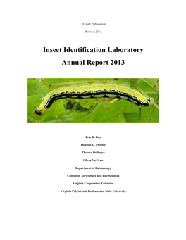 Insect Identification Laboratory Annual Report 2013