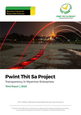 Pwint Thit Sa Project Transparency in Myanmar Enterprises Third Report | 2016