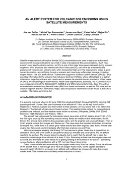 An Alert System for Volcanic So2 Emissions Using Satellite Measurements