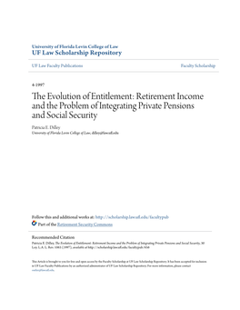 Retirement Income and the Problem of Integrating Private Pensions and Social Security Patricia E