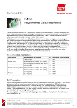 Polyacrylamide Gel Electrophoresis