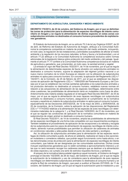 DECRETO 170/2013, De 22 De Octubre, Del Gobierno De Aragón