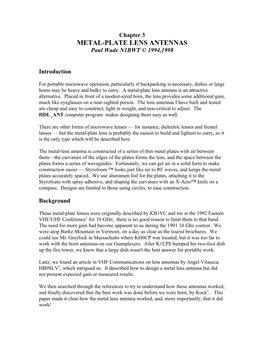 Chapter 3, METAL-PLATE LENS ANTENNAS