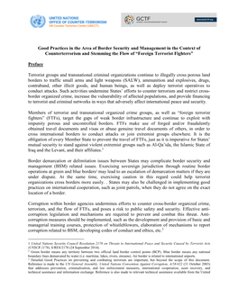 Good Practices in the Area of Border Security and Management in the Context of Counterterrorism and Stemming the Flow of “Foreign Terrorist Fighters”